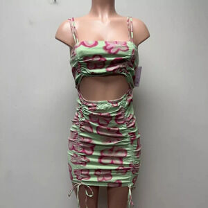 Wild fable- Sleeveless Cut Out Ruched Front Bodycon Dress Green